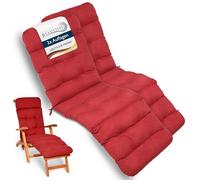 Beautissu 2x Deck Chair Sun Lounger Cushion 200x50x8cm Flair DC - Outdoor Garden Recliner Sunbed Steamer Chair Cushions for Patio Garden Terrace Balcony Red