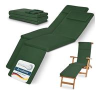 Beautissu 2x Deck Chair Sun Lounger Cushion Pad 175x45x5 cm