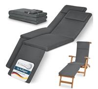 Beautissu 2x Deck Chair Sun Lounger Cushion Pad 175x45x5 cm Loftlux DC - Comfortable Garden Recliner Cushion Steamer Sunbed Sunlounger Chair Grey - Removable Washable Cover