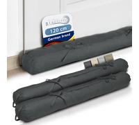 Beautissu 2x Draught Excluder 10x120cm Viento - Large Draft Excluder for Doors Anthracite - Door Sausage Draught Stopper for Window & Door Draft Stopper with 2 Ribbons