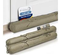 Beautissu 2x Draught Excluder 10x120cm Viento - Large Draft Excluder for Doors Taupe - Door Sausage Draught Stopper for Window & Door Draft Stopper with 2 Ribbons