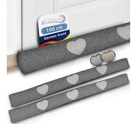 Beautissu 2x Draught Excluder for Doors 100 cm Tuuli HR - 1,1kg Heavy Door Pillow Draft Wind Stopper for Windows - Long Weighted Draft Excluder Cushion Heart Door Sausage in Anthracite