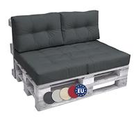 Beautissu 2x Outdoor Pallet Furniture Cushions Back Pad 60x40x15 cm - Euro Pallet Sofa Lounge Cushion Garden Bench Graphite Grey - Eco Elements