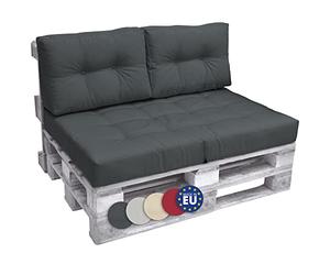 Beautissu 2x Outdoor Pallet Furniture Cushions Back Pad Lounge Garden Bench | 60x40x15cm graphite grey euro sofa lounge cushion garden bench Eco seat Elements