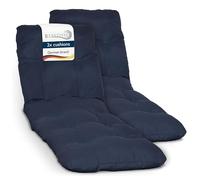 Beautissu 2x Padded Sun Lounger Cushion 190x60x8 cm - Dark Blue Sunbed Pad as Relaxer Garden Recliner Cushions Steamer Chair - Flair RL