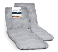 Beautissu 2x Padded Sun Lounger Cushion 190x60x8 cm - Light Grey Sunbed Pad as Relaxer Garden Recliner Cushions Steamer Chair - Flair RL