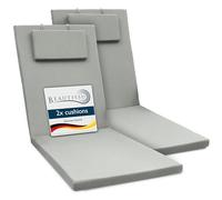 Beautissu 2x Sun Lounger Cushion 200x60x5cm Loft RL - Garden Recliner Sunbed Cushion for Patio Balcony Terrace - UV-Light Resistant Steamer Relaxer Sunlounger Bed Pad Grey