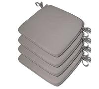 Beautissu 4 x Padded Seat Cushions - Plain Design 38x38x2cm - The Turin Range - Colour Grey