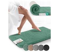 Beautissu Bath Mat 120x70 cm BeauMare FL Non Slip Shower Mat - Shaggy High Pile Rug Soft Microfibre Floor Mat for Shower, Bathtub and Toilette Suitable for Floor Heating - Green
