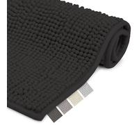 Beautissu Bath Mat 70x100 cm Beaumare WR - Non Slip Shower Floor Mat Soft Bath Rug 100% Microfibre for Shower, Bathtub and Toilette Suitable for Floor Heating Black