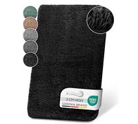 Beautissu Bath Mat 80x50 cm BeauMare FL Non Slip Shower Mat - Shaggy High Pile Rug Soft Microfibre Floor Mat for Shower, Bathtub and Toilette Suitable for Floor Heating - Black
