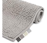 Beautissu Bath Mat Non Slip Microfibre for Shower Bathtub soft | 70x100cm Light Grey 100% Soft Rug Floor for Toilette Suitable for Heating chenille washable bathroom anti BeauMare WR
