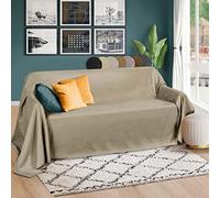 Beautissu Bedspreads King Size Bed Throw 210x280 cm Romantica - Large Sheet Warm Suede Optic Lightweight Sofa Throw - Natural Blanket Bed Spread