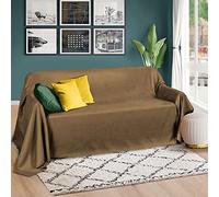 Beautissu Bedspreads King Size Bed Throw Warm Suede Optic Sofa Throw large | 210x280cm light brown sheet lightweight blanket spread daybed cover look Romantica