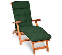 Beautissu Deck Chair Sun Lounger Cushion 200x50x8cm Flair DC - Outdoor Garden Recliner Sunbed Steamer Chair Cushions for Patio Garden Terrace Balcony Dark Green