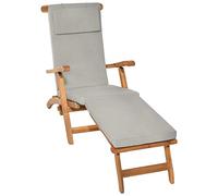 Beautissu Deck Chair Sun Lounger Cushion Pad Comfortable Garden Recliner | 175x45x5cm Light Grey Steamer Sunbed Sunlounger Removable Washable Cover luxury upholstery LoftLux DC