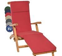Beautissu Deck Chair Sun Lounger Cushion Pad Comfortable Garden Recliner | 175x45x5cm Red Steamer Sunbed Sunlounger Removable Washable Cover luxury upholstery LoftLux DC