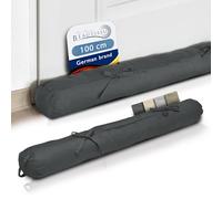 Beautissu Draught Excluder 10x120cm Viento - Large Draft Excluder for Doors Anthracite - Door Sausage Draught Stopper for Window & Door Draft Stopper with 2 Ribbons
