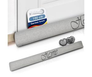 Beautissu Draught Excluder for Doors 100 cm Tuuli HO - 1,1kg Heavy Door Pillow Draft Wind Stopper for Windows - Long Weighted Draft Excluder Cushion Home Door Sausage in Grey