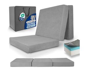 Beautissu Folding Mattress Single Visco Foam Hardness H3 with Washable | 75x195cm grey extra thick 14cm in ag foldaway guest bed futon foldable travel Cover sleep comfort Premium L