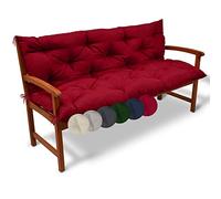 Beautissu Garden Bench Cushion 3 Seater with Backrest Outdoor Swing Seat | 180x50x50cm red comfortable furniture cushions as pads sofa patio back pad seating Flair BR