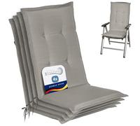Beautissu Highback Outdoor Chair Cushions Set of 4 with Backs Seat Patio | 120x50x6cm Light Grey for Garden Chairs Recliner Sunbed Bench furniture high pads pad Loft HL