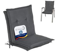 Beautissu Lowback Outdoor Chair Cushions Set of 2 with Backs Recliner Seat | 100x50x6cm Anthracite for Garden Chairs with Patio Sunbed Bench foam core filling low pad pads Loft NL