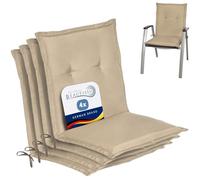 Beautissu Lowback Outdoor Chair Cushions Set of 4 for Garden Chairs Seat | 100x50x6cm Natural with Backs Recliner Patio Sunbed Bench low foam filling pads Loft NL