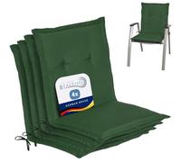 Beautissu Lowback Outdoor Chair Cushions Set of 4 with Backs Seat Sunbed | 100x50x6cm Dark Green for Garden Chairs Recliner Patio Bench foam filling furniture low pads Loft NL