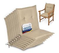 Beautissu Lowback Outdoor Chair Cushions with Backs Recliner Patio Bench | 100x50x6cm Natural Set of 8 Seat for Garden Chairs Sunbed backrest low pads Loft NL