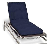 Beautissu Padded Sun Lounger Cushion 190x60x8 cm - Dark Blue Sunbed Pad as Relaxer Garden Recliner Cushions Steamer Chair - Flair RL
