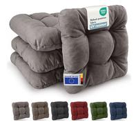Beautissu Premium Chair Cushions 4pcs Indoor & Outdoor with Foam Filling | 40 x 40 cm Light Grey 8 cm Thick Seat Cushion Outdoor Cushion Garden Chair Seat Cushion Indoor Seat Cushion HighLux SK