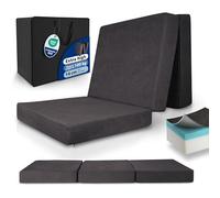 Beautissu Premium L Folding Mattress Single 75x195 cm incl. Bag - Extra Thick 14 cm Visco Foam Hardness H3 - Washable Cover - Foldaway Guest Bed Futon Foldable Mattress Travel Anthracite