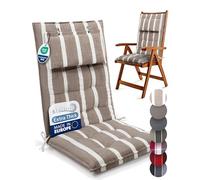 Beautissu Premium Outdoor Chair Cushion High Back with Head Pillow UV thick