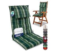 Beautissu Premium Outdoor Chair Cushion High Back with Head Pillow UV thick