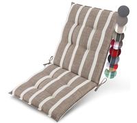 Beautissu Premium Outdoor Chair Cushion Low Back 100x50 cm - UV 8 cm Thick Padding Seat Cushions for Garden Chairs Non-Slip Fastening Straps - White Beige - Sun-HL