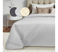 Beautissu Quilted Bedspreads King Size 240x260 cm Olivia - Bed Throw for Boxspring Bed Spread Cover & Sofa Throw - Large Breathable Elegant Couch Blanket - Light Grey
