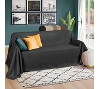 Beautissu Romantica Throw 210 x 280 cm Large Sheet Warm Suede Optic Lightweight Sofa Throw - Anthracite Blanket