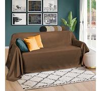 Beautissu Romantica Throw 210 x 280 cm Large Sheet Warm Suede Optic Lightweight Sofa Throw - Dark Brown Blanket