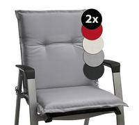 Beautissu Set of 2 Outdoor Garden Chair Cushions with Backs Low 100x50x6 cm - Light Grey Seat Cushions for Garden Chairs Patio Furniture Recliner Rattan - Soft Foam Core - Base NL