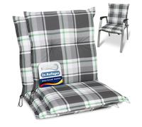 Beautissu Set of 2 Outdoor Low Back Garden Chair Cushions Seat Pad Foamcore | 100x50x6cm Mint Soft Comfortable UV-lightfast for Chairs checked padding pads patio Sunny MK