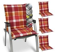 Beautissu Set of 4 Outdoor Chair Cushions 100x50x6 cm - Comfortable Red Low Back Garden Chair Cushions Seat Pad Soft Foamcore & UV-lightfast - Sunny NL RO