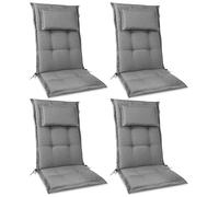Beautissu Set of 4 Premium High Back Garden Outdoor Chair Cushion 120x50 cm - 7 cm Thick Light Grey Seat Cushions for Garden Chairs Rattan - Durable Fabric 200g/m² & UV-lightfastness - HighLux HL