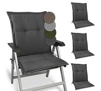Beautissu Set of 4 Premium Low Back Garden Outdoor Chair Cushion 105x50 cm - 7 cm Thick Anthracite Seat Cushions for Garden Chairs Rattan - Durable Fabric 200g/m² & UV-lightfastness - HighLux NL