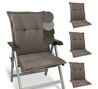 Beautissu Set of 4 Premium Low Back Garden Outdoor Chair Cushion 105x50 cm - 7 cm Thick Taupe Seat Cushions for Garden Chairs Rattan - Durable Fabric 200g/m² & UV-lightfastness - HighLux NL