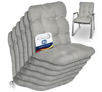 Beautissu Set of 6 Lowback Garden Chair Cushions with Backs for Recliner | 100x50x8cm light grey outdoor seat for chairs pillows patio sunbed bench pad low pads furniture Flair NL