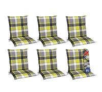 Beautissu Set of 6 Outdoor Chair Cushions 100x50x6 cm - Comfortable Green Low Back Garden Chair Cushions Seat Pad Soft Foamcore & UV-lightfast - Sunny NL GR