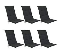Beautissu Set of 6 Outdoor Garden Chair Cushions with Backs High 120x50x6 cm - Anthracite Seat Cushions for Garden Chairs Patio Furniture Recliner Rattan - Soft Foam Core - Base HL
