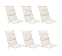Beautissu Set of 6 Outdoor Garden Chair Cushions with Backs High 120x50x6 cm - Natural Seat Cushions for Garden Chairs Patio Furniture Recliner Rattan - Soft Foam Core - Base HL