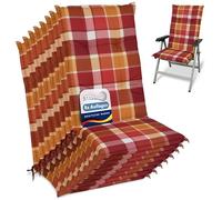 Beautissu Set of 8 Outdoor High Back Garden Chair Cushions Seat Pad | 120x50x6cm Red Comfortable Soft Foamcore UV-lightfast upholstery patio pads furniture Sunny RO
